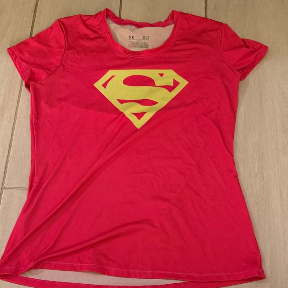 Under Armour Women's Bright Pink Tee with Yellow Logo